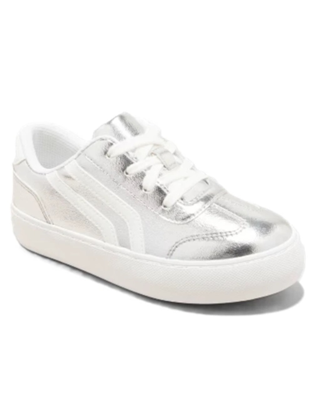 Kids' Coco Platform Court Sneakers - Cat & Jack Silver Lace-up, Padded Collar,